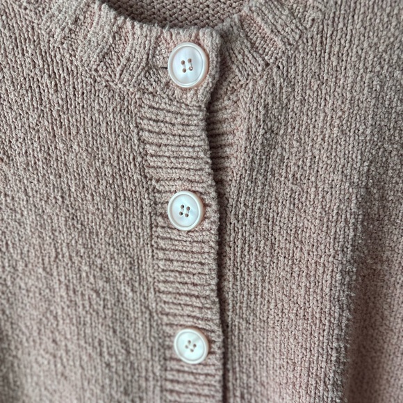 J.Crew Pink Short Sleeve Knit Cardigan Sweater XL Cottagecore - Picture 2 of 6